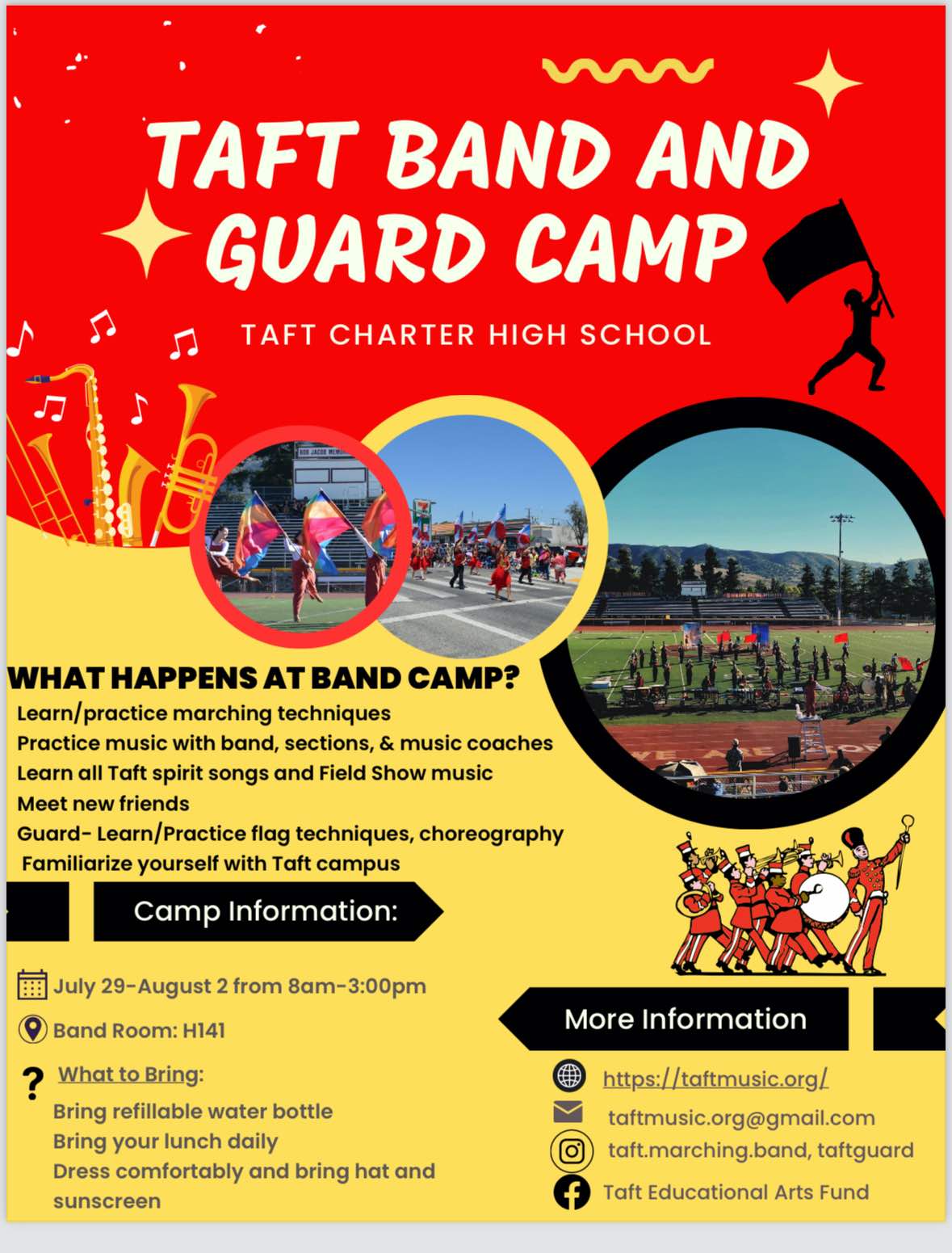 Taft Band & Guard Camp Flyer 2024